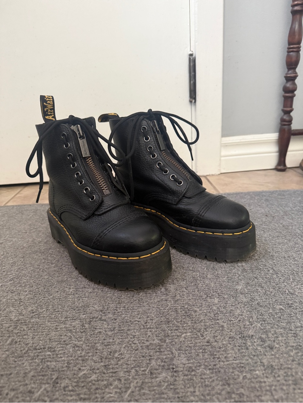 Dr. Martens Sinclair Black Leather Platform Boots - Size 6
